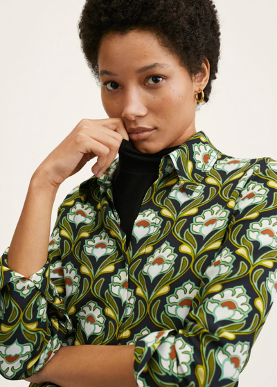 Shop Mango Fitted Print Blouse Green