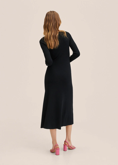 Shop Mango Side Slit Knit Dress Black