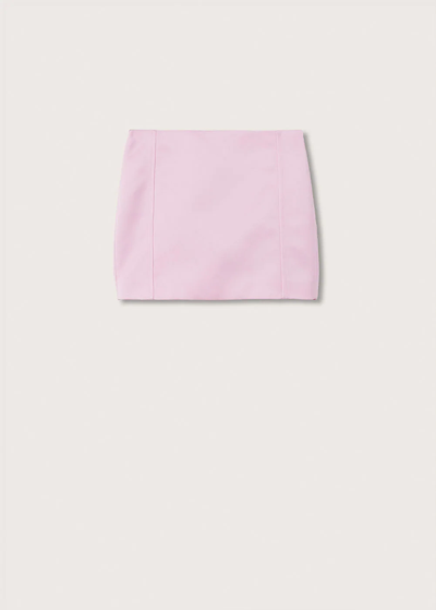 Shop Mango Seams Miniskirt Light Pink