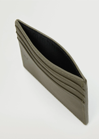 Shop Mango Anti-contactless Leather-effect Card Holder Khaki