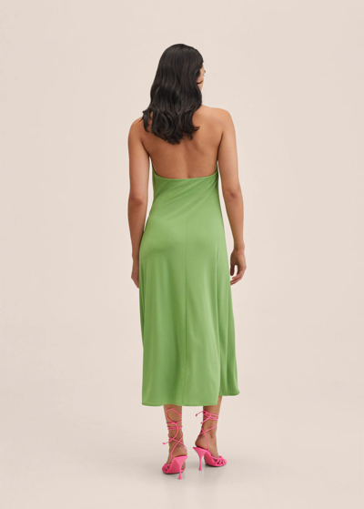 Shop Mango Halter Neck Dress Green