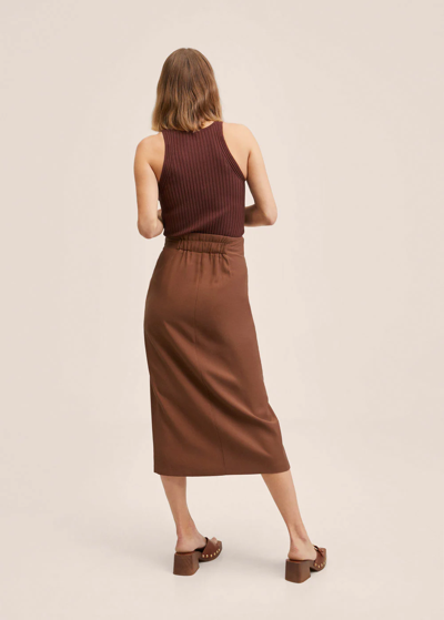 Shop Mango Buckle Wrap Skirt Brown