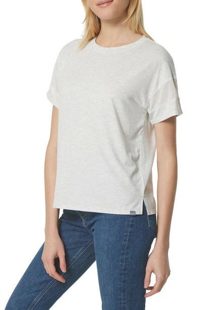 Shop Marc New York Andrew Marc Sport  Performance Mesh Sleeve Boxy T-shirt In Optic Heather