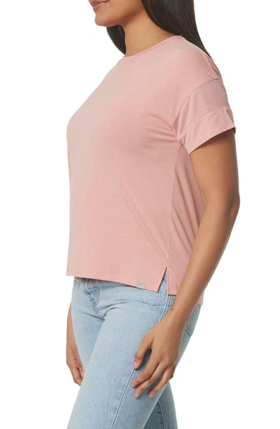 Shop Marc New York Andrew Marc Sport  Performance Mesh Sleeve Boxy T-shirt In Dusty Rose