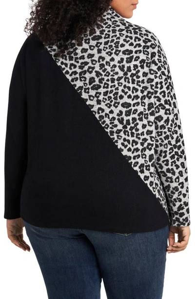 Shop Vince Camuto Animal Colorblock Mock Long Sleeve Top In Silver Heather