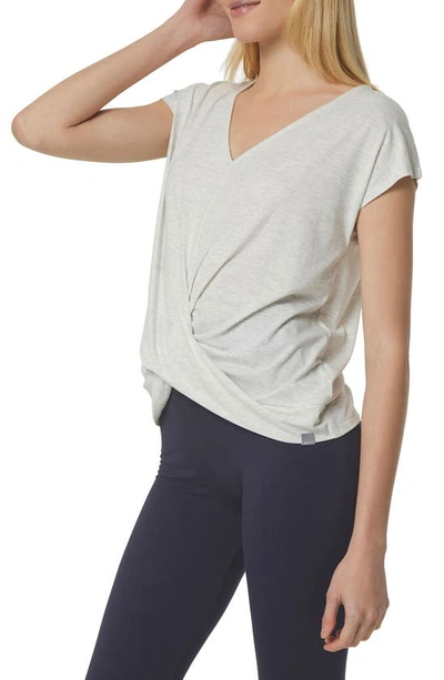 Shop Marc New York Overlapping Front Cap Sleeve Shirt In Optic Heather