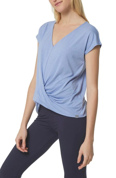 Shop Marc New York Overlapping Front Cap Sleeve Shirt In Iris