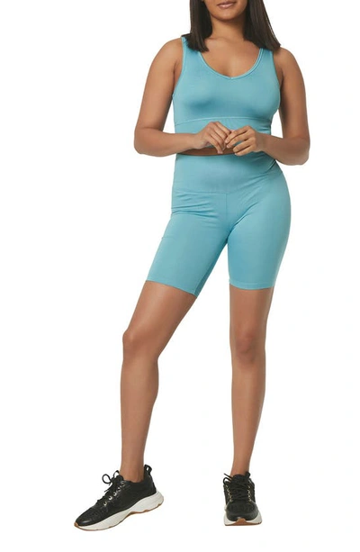 Shop Marc New York High-waisted Liquid Biker Shorts In Turquoise