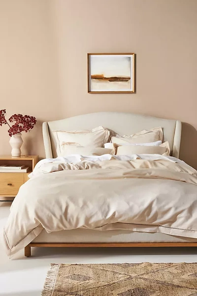 Shop Anthropologie Tencel Linen Blend Duvet Cover By  In Beige Size Tw Top/bed