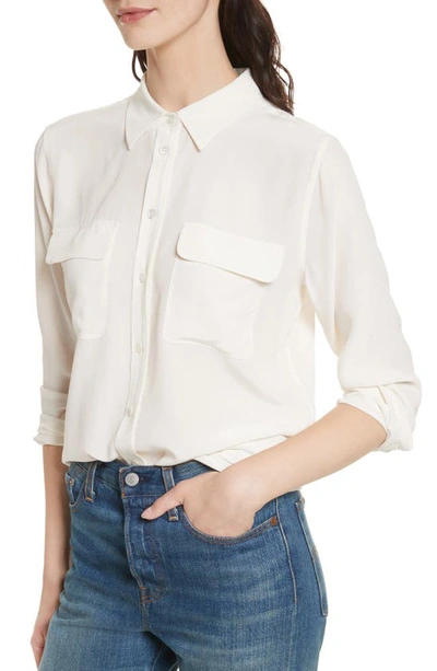 Shop Equipment 'slim Signature' Silk Shirt In Bright White