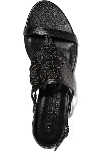 Shop Burberry Laser-cut Leather Sandals