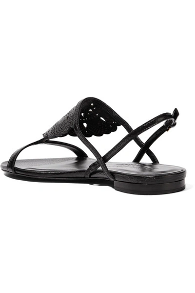 Shop Burberry Laser-cut Leather Sandals