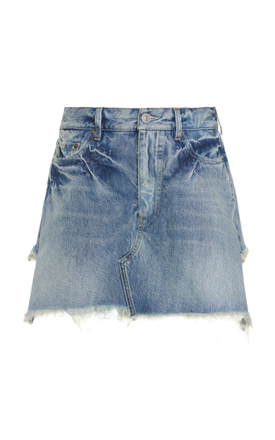 Shop Balenciaga Women's Trompe L'oeil Denim Mini Skirt In Light Wash