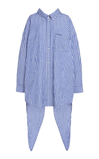 Balenciaga Women's Oversized Knotted Striped Cotton Shirt | ModeSens