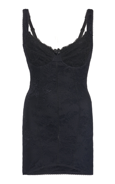 Shop Balenciaga Women's Stretch-lace Mini Dress In Black