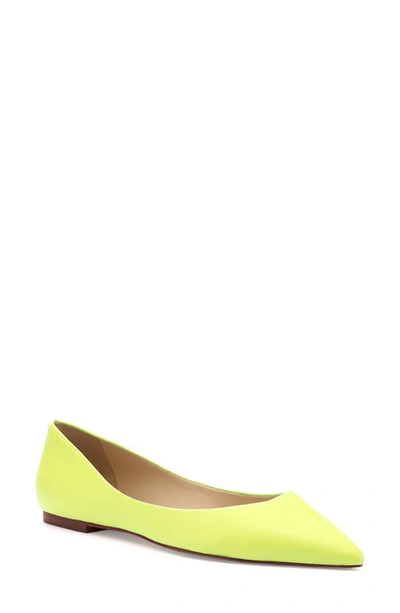 Shop Botkier Annika Pointed Toe Flat In Lime Leather