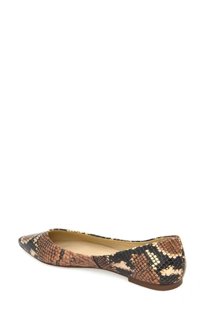 Shop Botkier Annika Pointed Toe Flat In Natural Embossed Snake