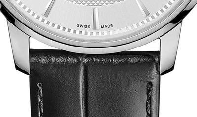 Shop Mido Baroncelli Signature Automatic Croc Embossed Leather Strap Watch, 39mm In Black