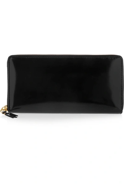 Comme Des Garçons Glossed-leather Continental Wallet In Very Black