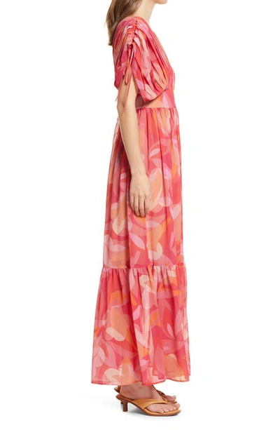 Shop Btfl-life Floral Print Empire Waist Maxi Dress In Pink Multi