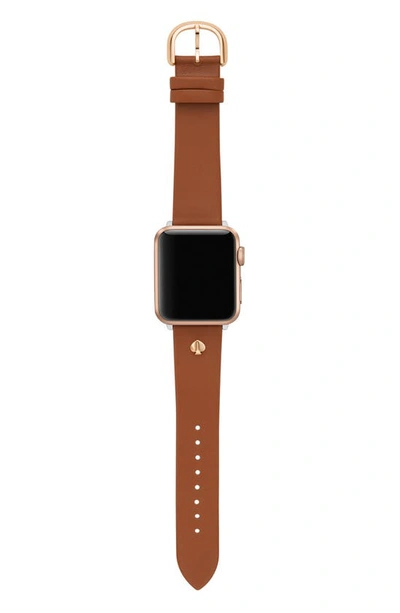 Shop Kate Spade Leather 20mm Apple Watch® Watchband In Brown