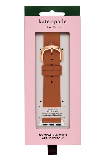 Shop Kate Spade Leather 20mm Apple Watch® Watchband In Brown