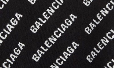 Shop Balenciaga Mini Allover Logo Cotton & Wool Blend Cardigan In Black / White