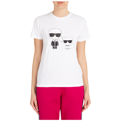 Shop Karl Lagerfeld Ikonik Karl And Choupette Printed T In White