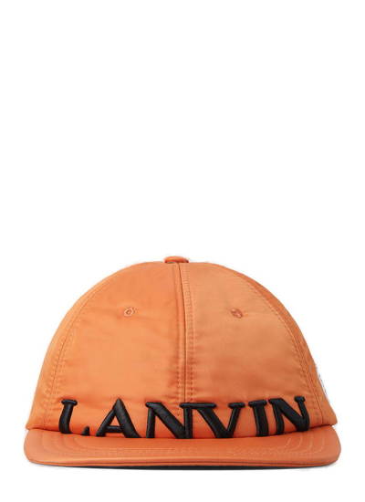 Shop Lanvin Logo Embroidered Baseball Cap In Orange
