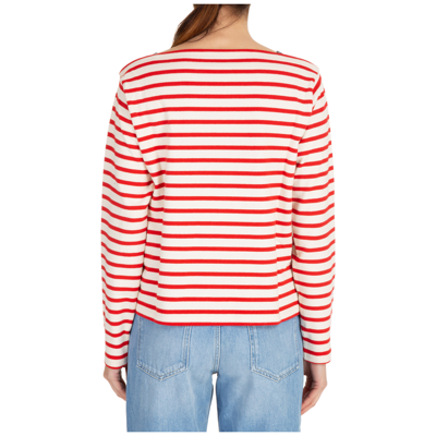 Shop Red Valentino Women's T-shirt Long Sleeve Crew Neck Round In Red