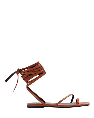 Shop Staud Nicola Lace-up Gladiator Sandals In Brown