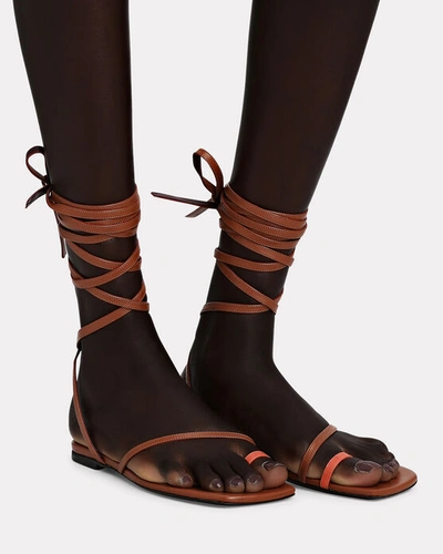 Shop Staud Nicola Lace-up Gladiator Sandals In Brown
