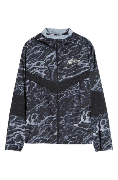Shop Nike Windrunner Wild Water Repellent Hooded Running Jacket In Black/reflective Silver