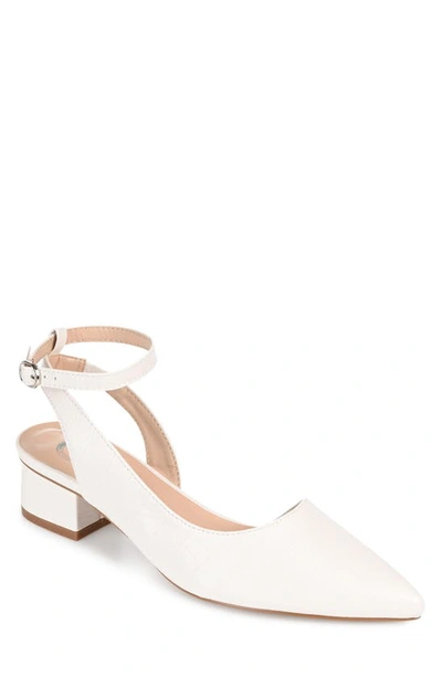 Shop Journee Collection Keefa Croc Embossed Pointed Toe Pump In Off White
