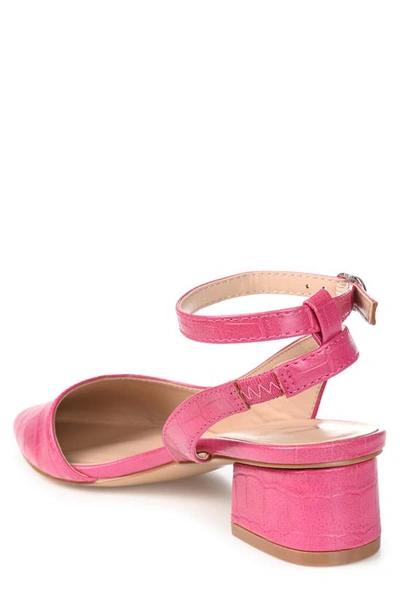 Journee Collection Keefa Croc Embossed Pointed Toe Pump In Magenta