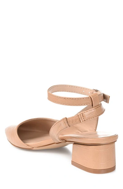 Journee Collection Keefa Croc Embossed Pointed Toe Pump In Mocha
