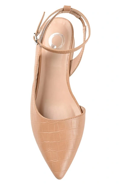 Journee Collection Keefa Croc Embossed Pointed Toe Pump In Mocha