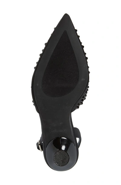 Shop Jeffrey Campbell Shiner Slingback Rhinestone Pointed Toe Pump In Black Satin Black