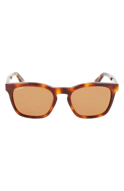 Shop Lanvin 54mm Rectangular Sunglasses In Havana