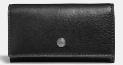 Shop Coach Black Leather 4 Ring Key Case