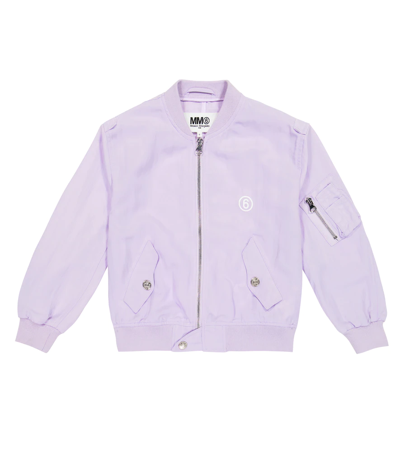 Mm6 Maison Margiela Kids' Logo Printed Bomber Jacket In Lilla