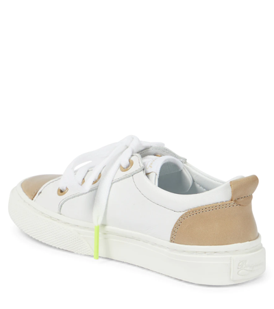Shop Bonpoint Archie Leather Sneakers In Off White