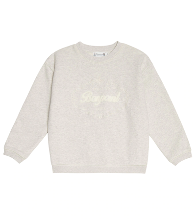 Shop Bonpoint Tonino Embroidered Cotton Sweater In Light Grey