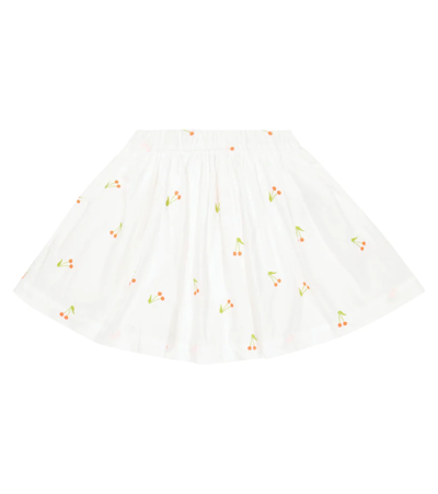 Shop Bonpoint Suzon Printed Cotton Skirt In Blanc Naturel