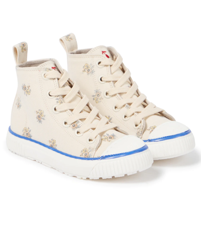 Shop Bonpoint Angelica Canvas High-top Sneakers In Yellow Su