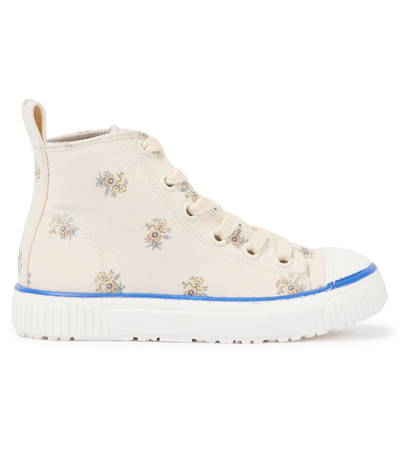 Shop Bonpoint Angelica Canvas High-top Sneakers In Yellow Su