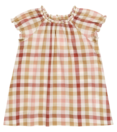 Shop Bonpoint Baby Sidwell Gingham Cotton Dress In Ca Caramel