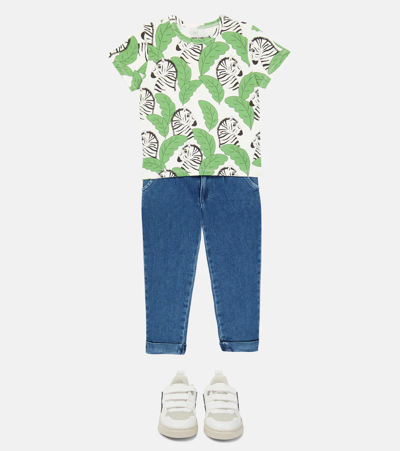 Shop Mini Rodini Zebra Cotton-blend Jersey T-shirt In Green
