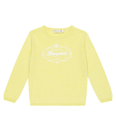 Shop Bonpoint Alpin Logo Cotton-blend Sweater In Yellow