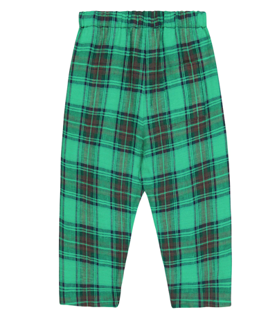 Shop Bonpoint Baby Dandy Checked Linen Pants In Mint